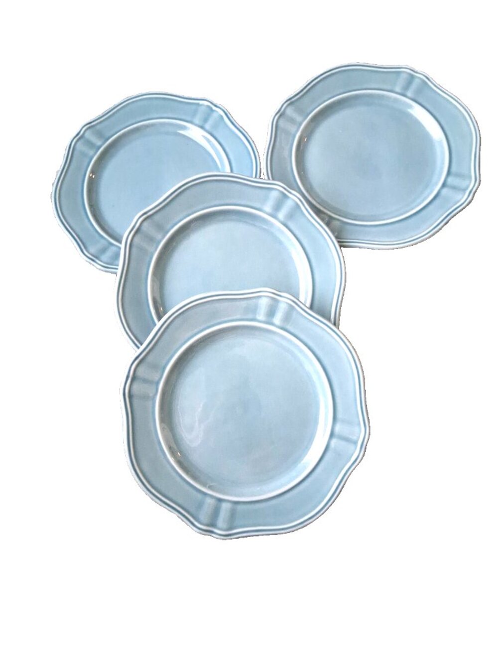 Set of FOUR Threshold Scalloped WELLSBRIDGE AQUA Salad Plate 8 1/4"